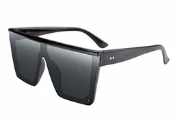 FEISEDY Mode Übergroße Flat Top Sonnenbrille Siamesische Randlose Sonnenbrille Dame & Herren UV400 Prägnanter Stil B2470