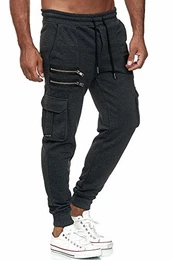 Red Bridge Herren Cargo Jogginghose Jogger Hose Trainingshose Double Zip M4246 Anthrazit M