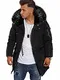 Rello & Reese Herren Winterjacke Parka mit Fell-Imitat Jacke Mantel PH-019 [Schwarz, M]