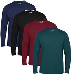 ® Tech 3 4 6 Pack Assorted Langarm-, Kurzarm Casual Top Multi Pack Rundhals T-Shirts (Medium, 4 Pack - Long Sleeve Grün Schwarz Braun Marine)