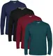 FULL TIME SPORTS® Tech 3 4 6 Pack Assorted Langarm-, Kurzarm Casual Top Multi Pack Rundhals T-Shirts (Medium, 4 Pack - Long Sleeve Grün Schwarz Braun Marine)