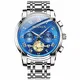 SUNVEN Herrenuhren Blau wasserdichte Quarz Armbanduhr Silber Edelstahl Saphirglas Multifunktionsdisplays Leuchtzeiger …