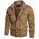 KEFITEVD Winterjacke Herren Warme Fliegerjacke mit Innenfleece Kurz Parka Arbeitsjacke Männer Gefüttert Windbreaker Trendig Bomberjacke Freizeit Herbstjacke Khaki M