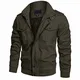 KEFITEVD Herren Bomberjacke Winter Gefüttert Herrenjacke Militär Jacke mit Innentasche Baumwolljacke Retro Freizeitjacke Outdoor Windjacke Männer Jagdjacke Grün M (Etikett: L)