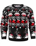 iClosam Herren Weihnachtspullover Schwarz/Creme/Weiß