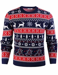 Herren Weihnachtspullover Lustige Strick Christmas Sweater Pullover mit Rundhalsausschnitt