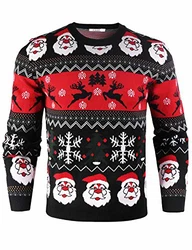 iClosam Herren Weihnachtspullover Blau