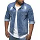 Flyshow - Herren Jeansjacke,Biker Style Jeans Jacket Blue Denim - Herren Langarm Loch Revers Tasche Mode Denim Jacke Retro Top Bluse