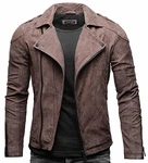Crone Theo Herren Lederjacke Ecoleder Basic Biker Jacke 