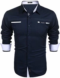 Herren Langarm Business Hemd Herren Hemd Slim Fit Freizeit Hemden Bügelfreies Hemd Kentkragen Baumwolle