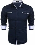 COOFANDY Herren Langarmhemd Slim Fit Freizeit Kentkragen Hemd 