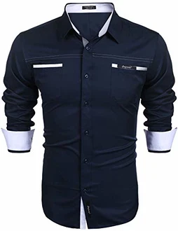 COOFANDY Herren Langarmhemd Slim Fit Freizeit Kentkragen Hemd COOFANDY Herren Langarmhemd Slim Fit Freizeit Kentkragen Hemd