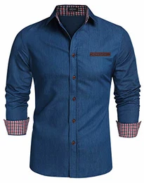 Herren Hemd Slim Fit Freizeithemd Barstow Western Langarmhemd Freizeit Business Party Shirt für Männer