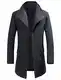 FTCayanz Herren Wintermantel Warm Wollmantel Slim Fit Lang Wolle Mantel für Business Freizeit Grau M