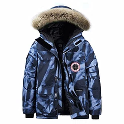 MEYOCEYO Winterparka Herren Parka Jacke Gefüttert Outdoor Kapuzenjacke Winddicht Blau