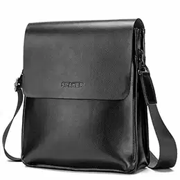 Leder Umhängetasche Premium Herren Schultertasche Ipad Herrentaschen Business Messenger Bag Ledertasche Aktentasche für Arbeit im Vertikal Style Sling Reisetasche Schulranzen Schwarz