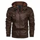 KEFITEVD Herbstjacke Herrenjacke Kunst-Lederjacke Herren Biker Winter Jacke Warm PU Leder Winterjacke Basic Pilotenjacke Militär Cargo Jacke Männer Braun M