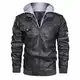 KEFITEVD Lederjacke Herren Biker-Jacke mit Kapuze Kunstleder Bomberjacke Stehkragen Winter Jacke Retro Herenjacke US Army Fliegerjacke Männer Grau M