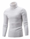 AIDEAONE Männer Pullover Rollkragen Turtleneck Strickpullover Stehkragen Sweater Slim Fit Basic Feinstrick Weiß