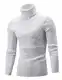 AIDEAONE Männer Rollkragen Turtleneck Strickpullover Stehkragen Pullover Sweater Slim Fit Basic Feinstrick Rollkragenpullover Weiß