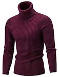 AIDEAONE Männer Pullover Rollkragen Turtleneck Strickpullover Stehkragen Sweater Slim Fit Basic Feinstrick Dunkelrot