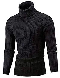 Rollkragenpullover Herren Schwarz Stehkragenpullover Winter Pullover Rollkragenstrickpullover Rollkragenpulli Männer Pulli Strickpullover Slim Fit M