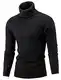 AIDEAONE Rollkragenpullover Herren Schwarz Stehkragenpullover Winter Pullover Rollkragenstrickpullover Rollkragenpulli Männer Pulli Strickpullover Slim Fit M