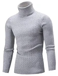 AIDEAONE Männer Pullover Rollkragen Turtleneck Strickpullover Stehkragen Sweater Slim Fit Basic Feinstrick Grau