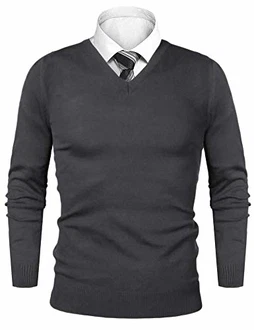 iClosam Pullover Herren V-Ausschnitt Langarm Sweater