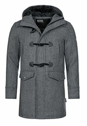 Herren Liam Dufflecoat Wintermantel Wollmantel Herrenmantel Mantel für Männer Grey Mix M
