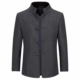 Allthemen Mantel Herren Wintermantel Kurz Kurzmantel Slim Fit Herrenmantel mit Stehkragen Business Wollmantel