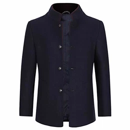 Allthemen Mantel Herren Wintermantel Kurz Kurzmantel Slim Fit Herrenmantel mit Stehkragen Business Wollmantel