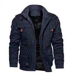 Herren Warme Winterjacke Übergangs- Outdoorjacke Thermo Workout Jacke Armee Mantel (XXL, Marineblau)