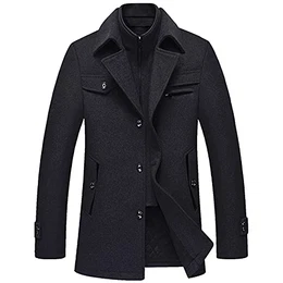 Allthemen Wintermantel Kurzmantel Herren Schwarz Wollmantel Stehkragen Herren Winter Mantel Warm Kurz Slim Fit Winterjacke Business Grau(gestepptes Innenfutter M