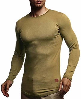 Leif Nelson Herren Langarmshirt Basic Pullover Rundhals-Ausschnitt Slim Fit Longsleeve Rundkragen Crew Neck (LN8394)