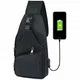 flintronic Brusttasche mit USB-Aufladung, Brusttasche Sling mit Verstellbarem, Rucksack Schultertasche für Männer (einschließlich 1 * USB-Kabel) - Schwarz
