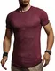 Leif Nelson Herren Sommer T-Shirt Rundhals Ausschnitt Slim Fit Baumwolle-Anteil Cooles Basic Männer T-Shirt Crew Neck Jungen Kurzarmshirt O-Neck Kurzarm Lang LN8331 Bordeaux Medium