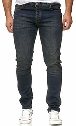 Jeans-Herren Slim Fit Basic Style Stretch-Denim Männer Jeans-Hose RS-2063 (W32 / L32, Dunkelblau (2091))