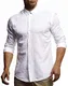 Leif Nelson Herren Leinenhemd Hemd Leinen Kurzarm T-Shirt Oversize Stehkragen Männer Freizeithemd Sommerhemd Regular Fit Basic Shirt Kurzarmshirt Freizeit Sweater LN3875 Weiss Medium