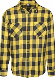 Checked Flanell Shirt Männer Flanellhemd schwarz/gelb M