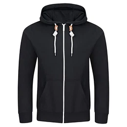 Herren Kapuzenjacke RIVThilo Sweatjacke Sweatshirt Kapuzenpullover Hoodie Kapuze Reißverschluss Basic Baumwolle Grau Braun Grün Rot Blau Schwarz S-5XL, Größe:M, Farbe:Black