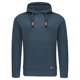 Hoodie Herren Regular Fit RIVJulian Kapuzenpullover Pullover Cross-Over-Kragen Blau M, Größe:M, Farbe:Navy