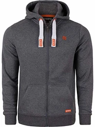 Herren Kapuzenjacke RIVNoah Sweatjacke Sweatshirt Kapuzenpullover Hoodie Kapuze Reißverschluss Basic Baumwolle Grau Braun Grün Rot Blau Schwarz S-5XL, Größe:M, Farbe:Grey 2