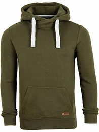 Herren Kapuzenpullover RIVNiklas Pullover Sweatshirt Hoodie Kapuze Kängurutaschen Cross-Over-Kragen Regular Einfarbig Baumwolle Grün M, Größe:M, Farbe:Ivy Green