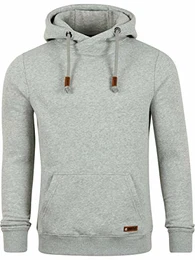 Herren Kapuzenpullover RIVJulian Pullover Hoodie Sweatshirt Kapuze Kängurutaschen Cross-Over-Kragen Regular Baumwolle Grau Grün Rot Blau Schwarz S-5XL, Größe:M, Farbe:Grey 1