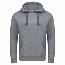 Herren Kapuzenpullover RIVJulian Pullover Hoodie Sweatshirt Kapuze Kängurutaschen Cross-Over-Kragen Regular Baumwolle Grau Grün Rot Blau Schwarz S-5XL, Größe:M, Farbe:Grey 2