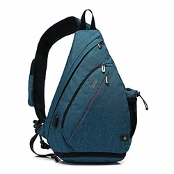 TUDEQU Crossbody Backpack Sling Chest Bag Hiking Casual Daypack with WET Pocket Blau