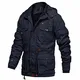 EKLENTSON Herren Winterjacke Casual Motorrad Militär Warme Thermo Jacke mit Abnehmbare Kapuze Navy, M
