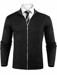 Herren Strickjacke Feinstrick Mit Stehkragen Und Reißverschluss