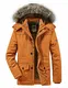 Gefütterte Winterjacke Herren Winterparka Verdickte Parka Jacke mit Fell Übergangsjacke Warme Wintermantel mit Fellkapuze, A07-Orange, Gr. EU-M